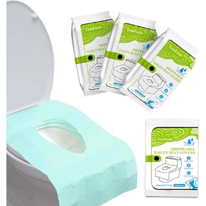 TenFans Toilet Seat Covers Disposable - 70 Count Individually Travel Pack - Sticker Free Faster Use - Waterproof XL Covers for Adults and Kids - Travel Accessories Public Restrooms, Camping, Airplane