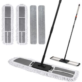 Commercial Dust Mop 36 Inch Large Mop Microfiber Mops for Floor Cleaning Cotton Mop Wood Hardwood Laminate PVA Vinyl Tile Floor Mops Dry Wet Flat Mop