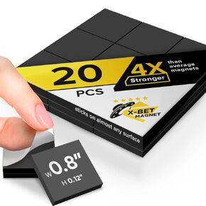 Magnetic Squares - Self-Adhesive Magnetic Squares (Each 4/5" x 3/25") - Flexible Sticky Magnets - Peel & Stick Magnetic Sheets - Tape is Alternative to Magnetic Stickers, Magnetic Strip and Roll