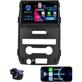 Car Stereo for Ford F150 F-150 2009-2012 8 Core Android 12 with Wireless CarPlay Android Auto, 9 inch 4+32G IPS Touchscreen Car Radio Player with Backup Camera, GPS, AM/FM/RDS, AUX, Hi-Fi, SWC