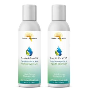 60/40 PG-VG Propylene Glycol & Vegetable Glycerin - 4oz (2 Pack) - Kosher 99.9% Pure Food Grade - Manufactured in The USA