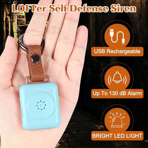 PA01 Fashion Leather Keychain Personal Alarm , Siren for Women, Students, Kids, Elderly, Girls, Panic Alarm, Rechargeable, 130dB extra loud with LED Flashlight. in Saudi Arabia