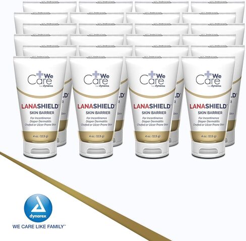 Dynarex LanaShield Skin Protectant Cream - Chafing Cream For Adult Diaper Dermatitis Rash - Seals Moisture & Protects Dry, Cracked Skin - 4oz Tube, 24 Per Case in Kuwait