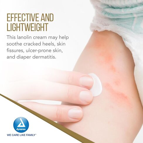 Dynarex LanaShield Skin Protectant Cream - Chafing Cream For Adult Diaper Dermatitis Rash - Seals Moisture & Protects Dry, Cracked Skin - 4oz Tube, 24 Per Case in Kuwait