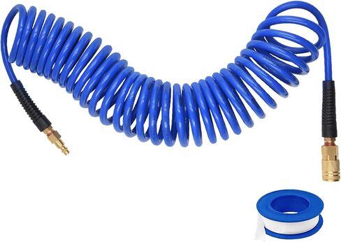 خرطوم هواء من البولي يوريثين بطول 25 قدمًا، قطر داخلي 1/4 بوصة، خرطوم ضاغط هواء قابل للسحب مع مقيد للانحناء، قارنة توصيل سريعة عالمية صناعية 1/4 بوصة (أحمر) in Kuwait