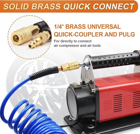 خرطوم هواء من البولي يوريثين بطول 25 قدمًا، قطر داخلي 1/4 بوصة، خرطوم ضاغط هواء قابل للسحب مع مقيد للانحناء، قارنة توصيل سريعة عالمية صناعية 1/4 بوصة (أحمر) in Kuwait