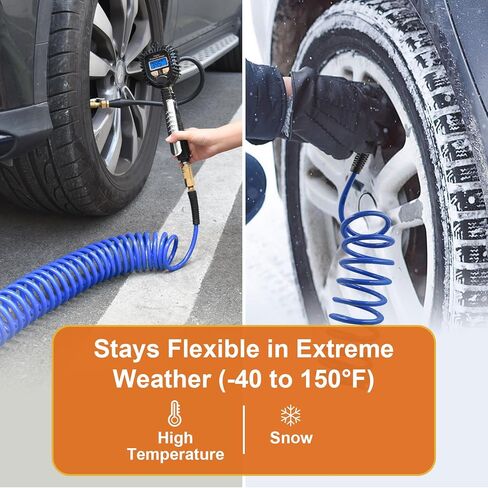 خرطوم هواء من البولي يوريثين بطول 25 قدمًا، قطر داخلي 1/4 بوصة، خرطوم ضاغط هواء قابل للسحب مع مقيد للانحناء، قارنة توصيل سريعة عالمية صناعية 1/4 بوصة (أحمر) in Kuwait