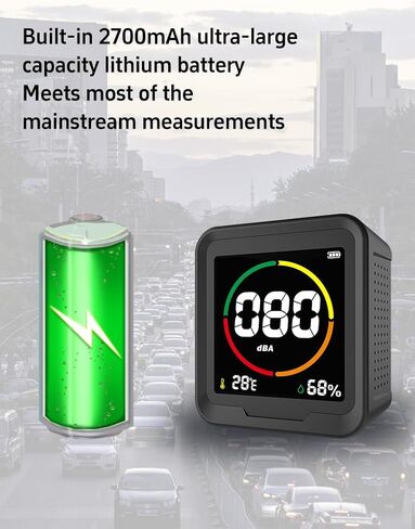 عداد ديسيبل 3 في 1، مقياس مستوى الصوت 30-110 ديسيبل، شاشة ديسيبل محمولة مع شاشة LED للضوضاء ودرجة الحرارة والرطوبة، مقياس ديسيبل الصوت للمنزل والفصول الدراسية وغرفة الجيتار وغرفة النوم in Saudi Arabia