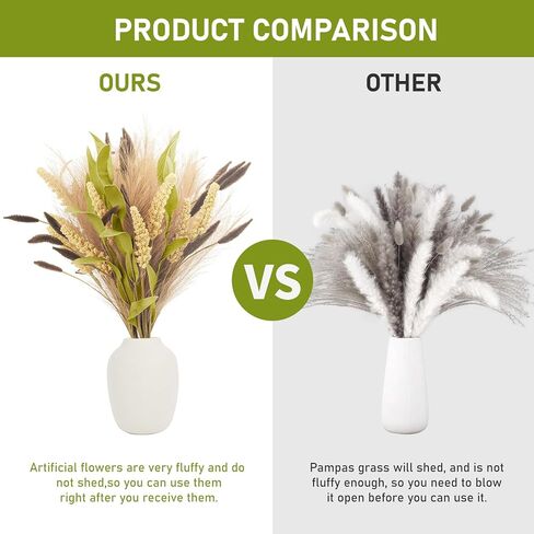 MAXROCK الاصطناعي وهمية 3 باقة زهور نباتات الديكور فو لمزهرية بوهو بامباس العشب المركزية ديكور لطاولة غرفة الأزهار حزب المنزل (الوردي) in Kuwait