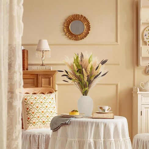 MAXROCK الاصطناعي وهمية 3 باقة زهور نباتات الديكور فو لمزهرية بوهو بامباس العشب المركزية ديكور لطاولة غرفة الأزهار حزب المنزل (الوردي) in Kuwait