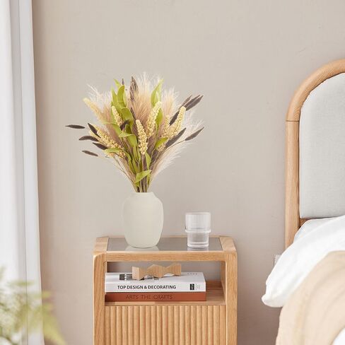 MAXROCK الاصطناعي وهمية 3 باقة زهور نباتات الديكور فو لمزهرية بوهو بامباس العشب المركزية ديكور لطاولة غرفة الأزهار حزب المنزل (الوردي) in Kuwait