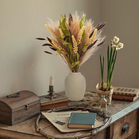 MAXROCK الاصطناعي وهمية 3 باقة زهور نباتات الديكور فو لمزهرية بوهو بامباس العشب المركزية ديكور لطاولة غرفة الأزهار حزب المنزل (الوردي) in Kuwait