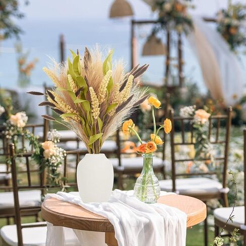 MAXROCK الاصطناعي وهمية 3 باقة زهور نباتات الديكور فو لمزهرية بوهو بامباس العشب المركزية ديكور لطاولة غرفة الأزهار حزب المنزل (الوردي) in Kuwait