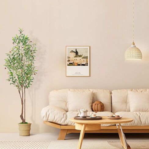 TAMIAIA™ Premium Artificial Olive Tree 6FT - Faux Olive Tree Artificial Indoor for Home Decor, Tall Fake Plants Olive Tree with Lifelike Branches & Greener Leaves & Ripe Fruits (5FT) in Saudi Arabia