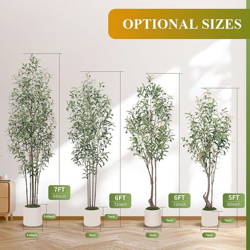 TAMIAIA™ Premium Artificial Olive Tree 6FT - Faux Olive Tree Artificial Indoor for Home Decor, Tall Fake Plants Olive Tree with Lifelike Branches & Greener Leaves & Ripe Fruits (5FT) in Saudi Arabia