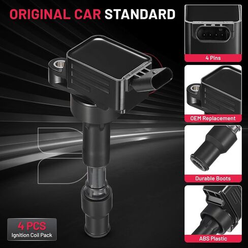 BDFHYK حزمة ملف الإشعال UF764 مجموعة من 4 متوافقة مع Genesis G70 G80 G90 Santa Fe Sonata Tucson Veloster N Kia Optima Sorento Sportage Stinger 2.0L 2.4L 3.3L 5.0L L4 V6 V8 لاستبدال GN10730 in Saudi Arabia