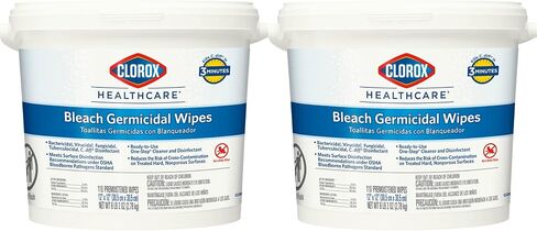 Clorox Healthcare Bleach Germicidal Wipes Bucket, 110 Count (Package May Vary) in Saudi Arabia