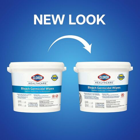 Clorox Healthcare Bleach Germicidal Wipes Bucket, 110 Count (Package May Vary) in Saudi Arabia