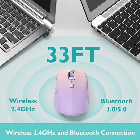 Bluetooth Wireless Mouse,Bluetooth Mouse BT 5.0/3.0 Wireless Mouse for Laptop 2.4G Computer Mouse Silent Mouse Optical Cordless Mouse 3 DPI for Laptop MacBook Laptop Notebook PC Tablet (Black) in Kuwait