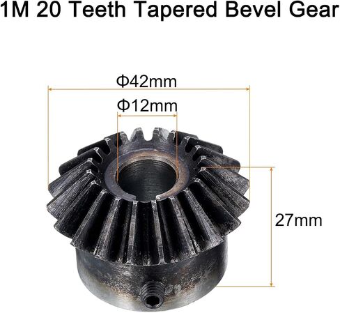 uxcell 4pcs Bevel Gear 2 Module 1:1 Reduction Rate 20T 12mm Hole Dia Bevel Pinion Gear Brass, 90 Degree Steering Gear with Keyway for Hardware Mechanical Rotation in Saudi Arabia