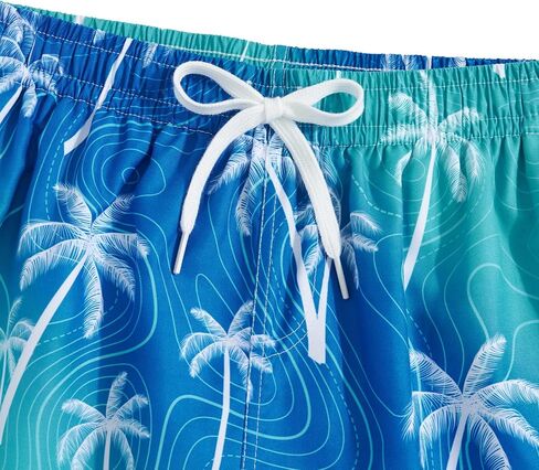 Boy's Swim Trunks Size 18 Waterproof Tropical Blue Palm Tree Kids Running Cycling Swim Board Shorts Child Bathing Suits with Inner Pocket Summer Compression Liner Swimming Suit 18 20 in Saudi Arabia