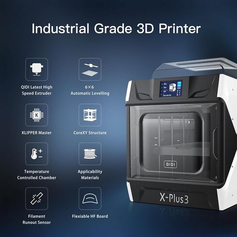 QIDI PLUS4 3D Printer, Max 600mm/s High-Speed Printing, 65℃ Chamber Heat, Fully Auto Leveling, 370°C Direct Extruder with Integrated Nozzle, Support PPS-CF Filaments, Large Print Size 12"x12"x11" in Kuwait