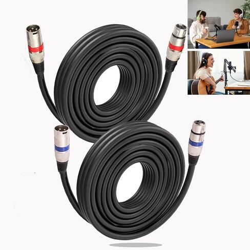 XLR Cables 25FT/8M 2 Packs, Preminum Heavy Duty Microphone Cable Male to Female Cables Zinc Alloy and 3 Pin Balanced Cable forMixer/Recording Studio/Speaker Systems in Saudi Arabia