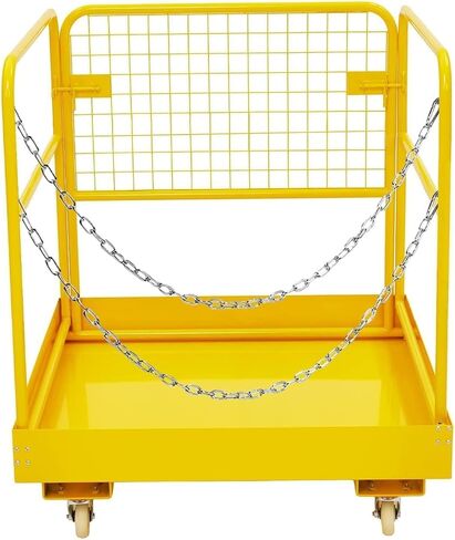 Forklift Safety Cage 36"x36" for 1 or 2 People, Forklift Man Basket 1200 Lbs, Foldable Forklift Work Platform for Changing Lights, Painting, Roof Repair, Tree Service Wheels, for Most Aerial Jobs in Saudi Arabia