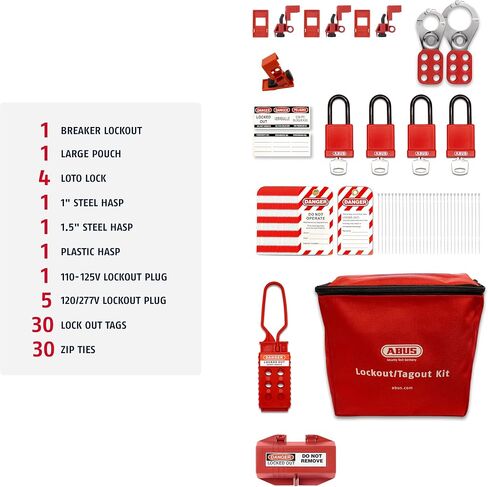 OSHA Compliant ABUS Electrical Lockout Tagout Kit - Loto Kit with Loto Locks, Lockout Tags, Lockout Hasps (Elite) in Saudi Arabia