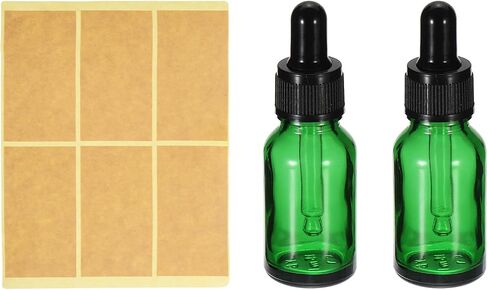 PATIKIL 30ml Glass Dropper Bottle, 2Pcs Leakproof Essential Oils Sample Liquid Perfume Container with Eye Dropper 6 Labels for Storage Home Travel, Blue in Saudi Arabia