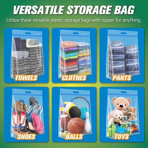 HIBAG 25 Gallon Jumbo Storage Bags, 35" x 24" Resealable Ziplock Clear Bags with Handle, Extra Large XL Heavy Duty for Clothes Pillow Travel Moving, Pack of 3 in Kuwait