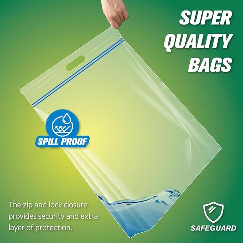 HIBAG 25 Gallon Jumbo Storage Bags, 35" x 24" Resealable Ziplock Clear Bags with Handle, Extra Large XL Heavy Duty for Clothes Pillow Travel Moving, Pack of 3 in Kuwait