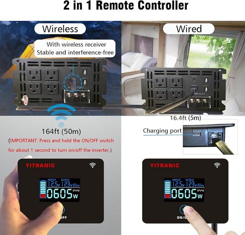 3500 Watt Pure Sine Wave Power Inverter 24V to 110V DC to AC Power Converter for Home, Camping, RV with 2 in 1 Remote Controller, 5V/3A USB, PD30W Type C, AC Hardwire Port in Saudi Arabia