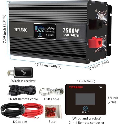 3500 Watt Pure Sine Wave Power Inverter 24V to 110V DC to AC Power Converter for Home, Camping, RV with 2 in 1 Remote Controller, 5V/3A USB, PD30W Type C, AC Hardwire Port in Saudi Arabia