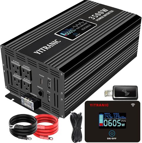 3500 Watt Pure Sine Wave Power Inverter 24V to 110V DC to AC Power Converter for Home, Camping, RV with 2 in 1 Remote Controller, 5V/3A USB, PD30W Type C, AC Hardwire Port in Saudi Arabia