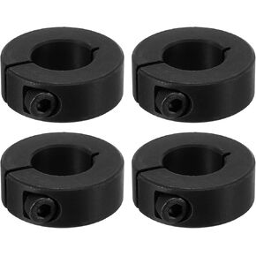 PATIKIL Bore 4mm Single Split Shaft Collar 18mm OD 8mm Thickness, 4 Pack 45#Carbon Steel Locking Collar Clamp Style with Set Screw for Machine Tools Industry, Black