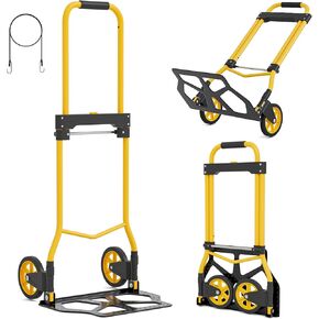Hand Truck, 220 lbs Capacity Dolly Cart with Silent Wheels, Industrial Folding Dolly for Moving, Transport in Warehouse, Supermarket, Garden, Home