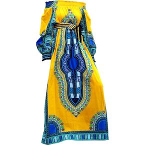 DA'IKI Full Mississippi Riverboat Belle Dress Long Sleeve Dashiki African Smock