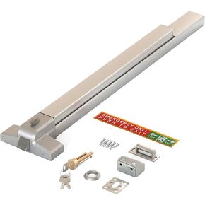 LANITI Hardware Push Bar Stainless Steel Commercial Emergency Exit Bar Panic Exit Device Suitable for Wood Metal Door Exterior Locking Lever Trim. (Lock Cylinder - with Alarm) 2.0