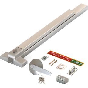 LANITI Hardware Push Bar Stainless Steel Commercial Emergency Exit Bar Panic Exit Device Suitable for Wood Metal Door Exterior Locking Lever Trim. (Lock Cylinder - with Alarm) 2.0 in Saudi Arabia
