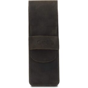 Londo Genuine Leather Pen and Pencil Case with Tuck in Flap (Brown)