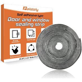 Door Weather Stripping, 39.4FT Weather Stripping, Self-Adhesive Window Seal Strip, Weather Strip for Windows, Door, Cabinet and Wardrobes