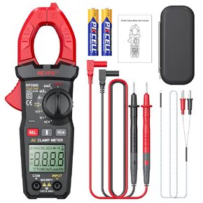 RP206B Digital Clamp Meter Multimeter Capacitor Tester 600A AC Current AC/DC Voltage Capacitance Resistance Ohm Meter True RMS Intelligent Multitester Digital Professional Pliers Ammeter NCV Voltmeter