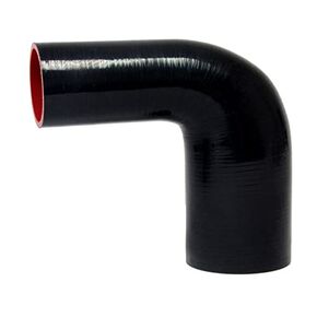 HPS 5/8" - 1-1/2" ID, Silicone 90 Degree Elbow Reducer Coupler Hose, High Temp 4-Ply Reinforced, Leg Length on Each Side: 4-1/2", 100 Psi Max. Pressure, SER-8955-BLK, Silicone, Black