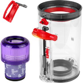 Dyson Large Dust Container, Compatible with V11, V15, SV14,SV15, SV22, Vacuum Cleaner Replacement Dust Container with HEPA Filter with On/Off Clasp