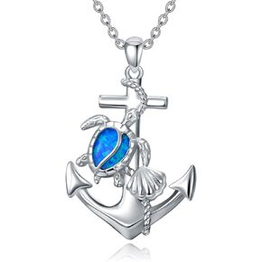 Dolphin Necklace Sterling Silver Dolphin Crystal Pendant Jewelry Anchor Ocean Beach Birthday Gifts for Girls