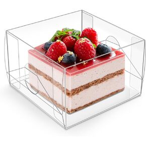 Bento Cake Boxes 6X6X4 Inches Cake Boxes with Cake Bottom Boards 12 Pack, Bakery Box, Favor Boxes for Cookies, Donuts, Macarons, Pastry Gift Boxes