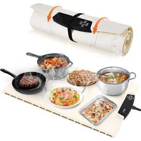 Warming Mat for Food with 9 Temperature Modes, IERZRA Fast Heating & Foldable Food Warmers for Parties, 2-12Hr Auto Shut-Off & Child-Lock Silicone Heating Mat for Food, Holidays, Countertop, Daily Use