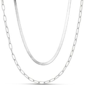 Heart Necklace Pendant Women, 18K Gold Plated Dainty Paperclip Chain Choker Necklace, Simple Layering Gold Necklace Set for Men Girls, Three Necklaces(Individual Lobster Clasp)