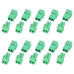 10 Set 2 Pin 5.08mm Pitch PCB Mount Screw Terminal Block Connector with 2 Pin Phoenix Plug,Pluggable Male and Female Connector